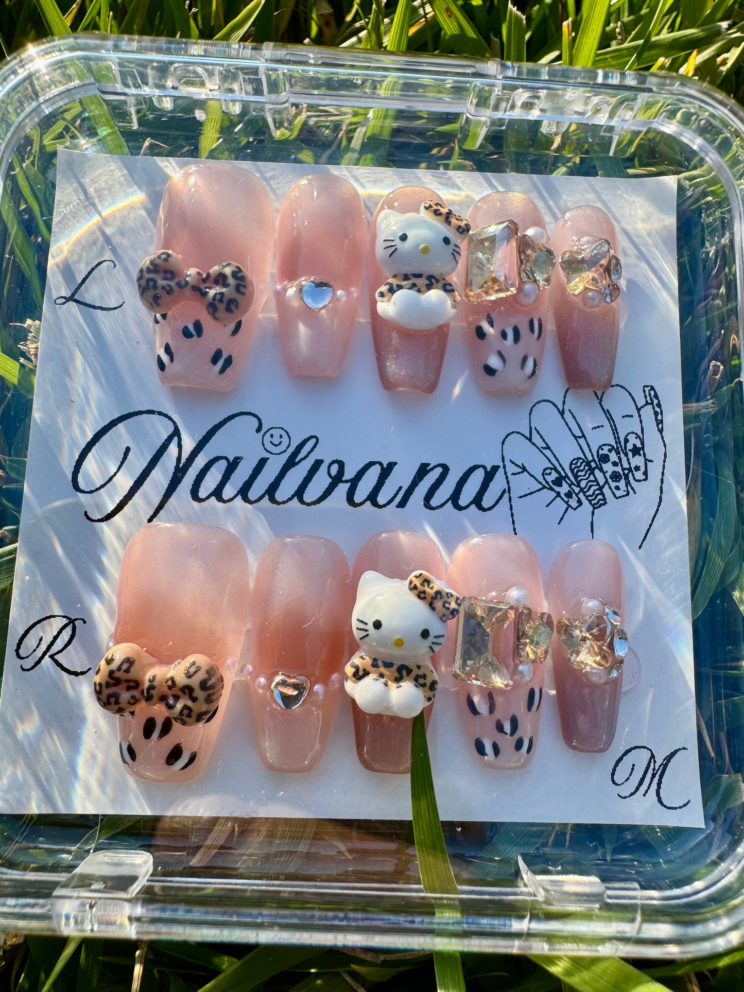 Cute Pink Hello Kitty with Leopard Bow