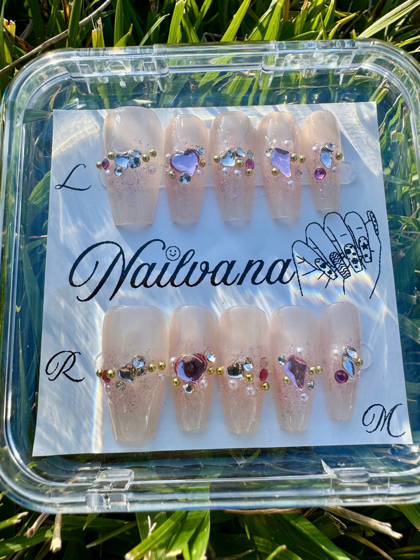 Long Blush with Pink Heart and White Yellow Dots