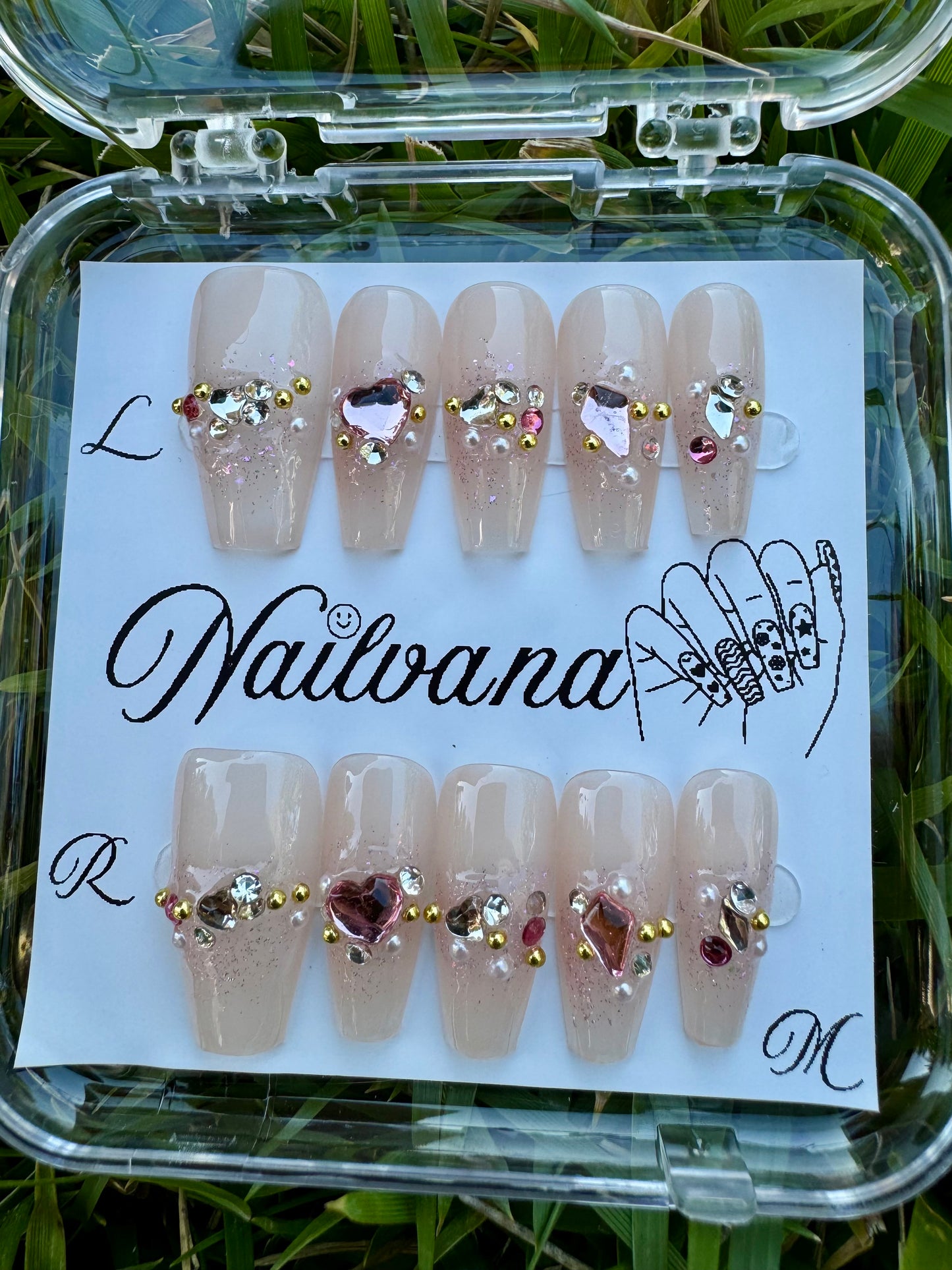 Long Blush with Pink Heart and White Yellow Dots