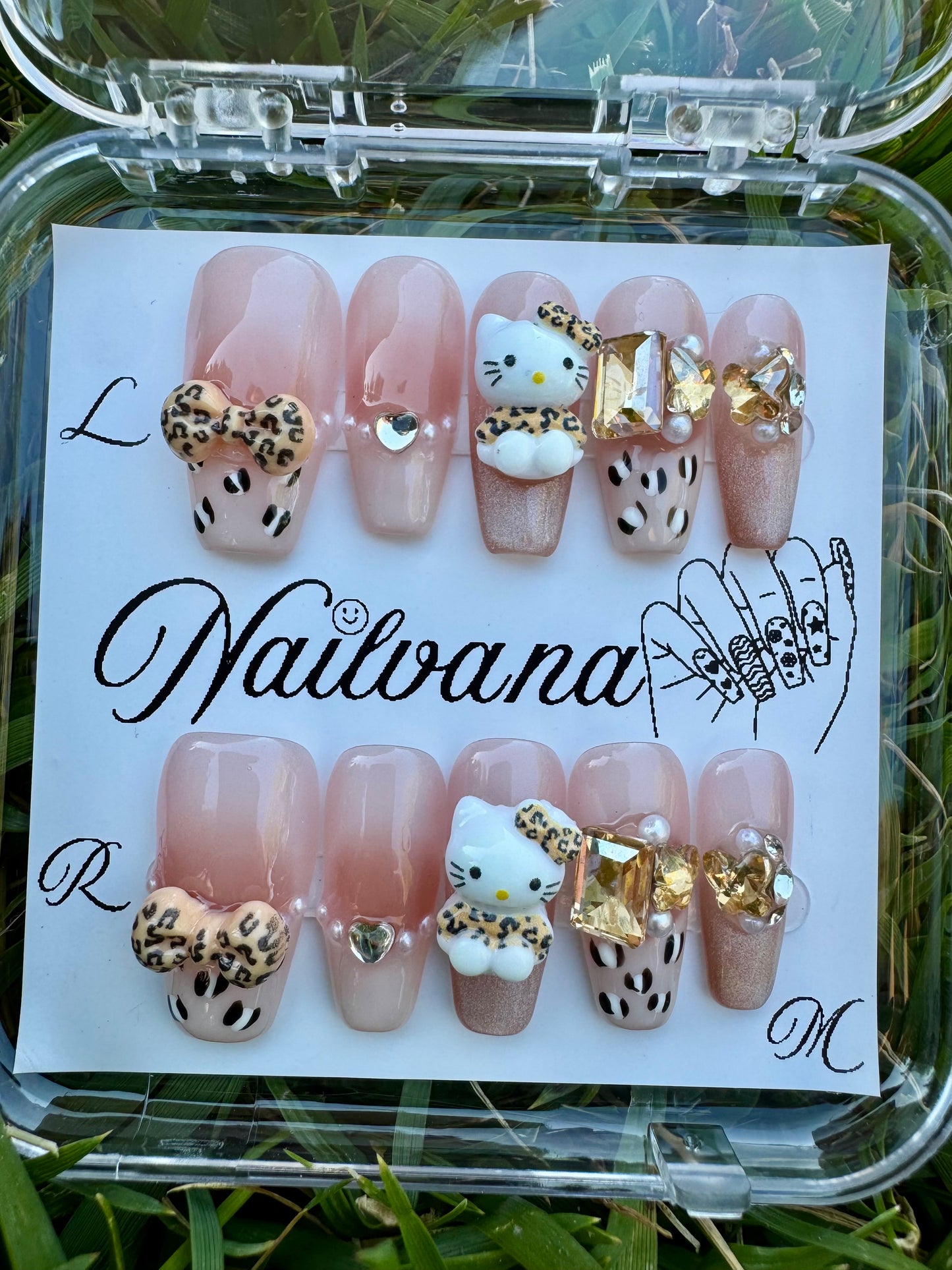 Cute Pink Hello Kitty with Leopard Bow