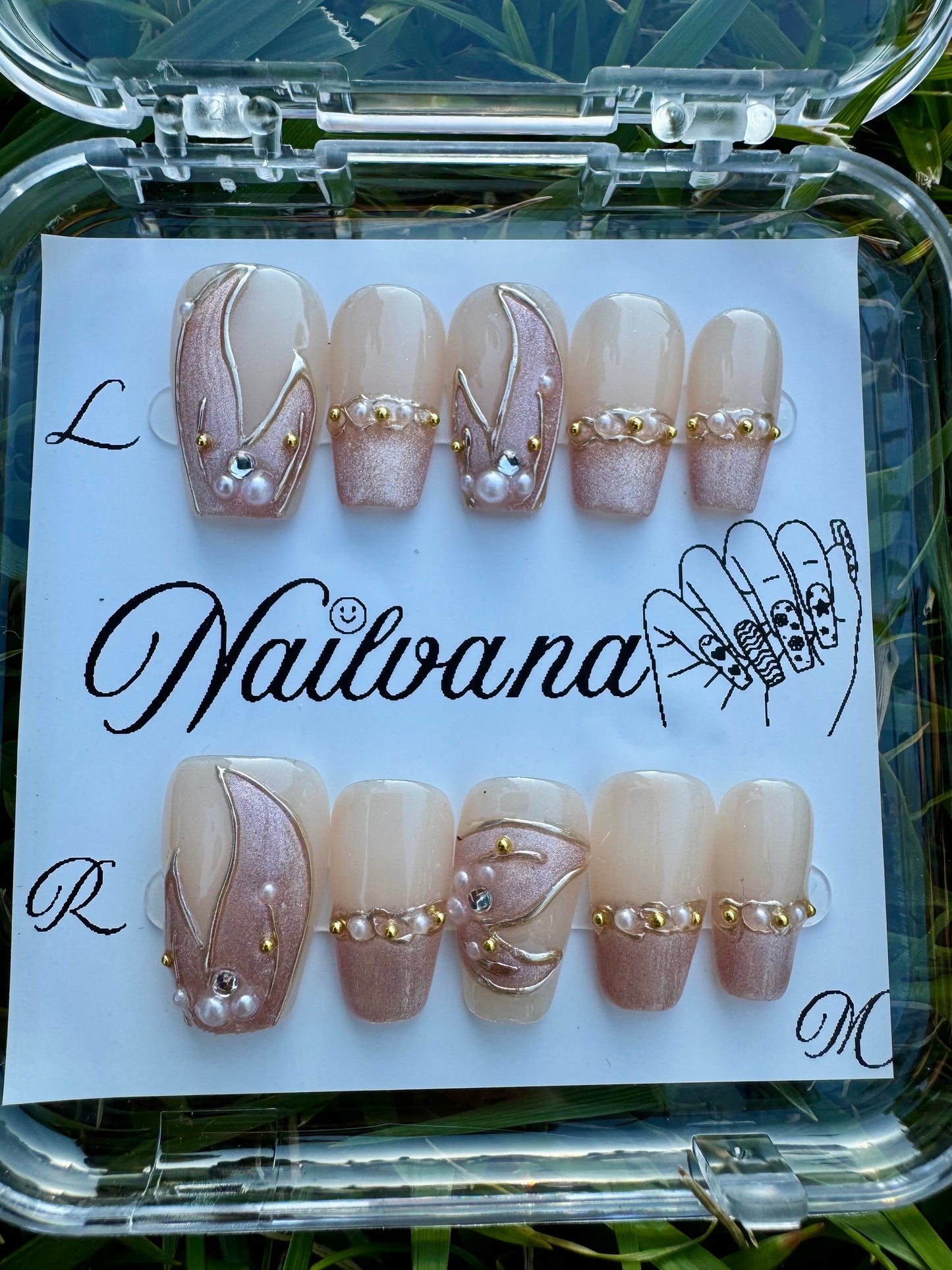 Peach and Flames Tips with white dots