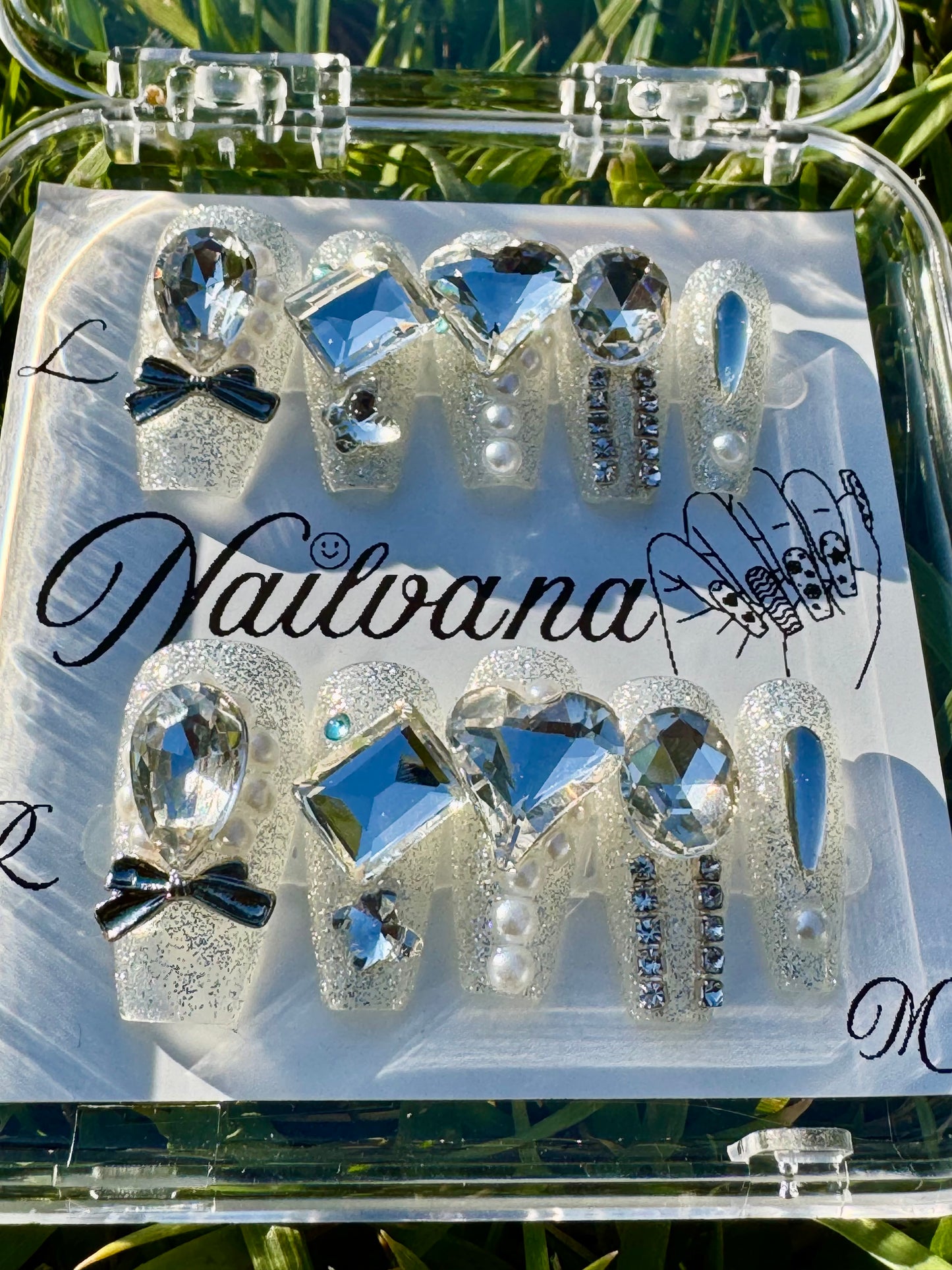Silver Glittery with Crystal