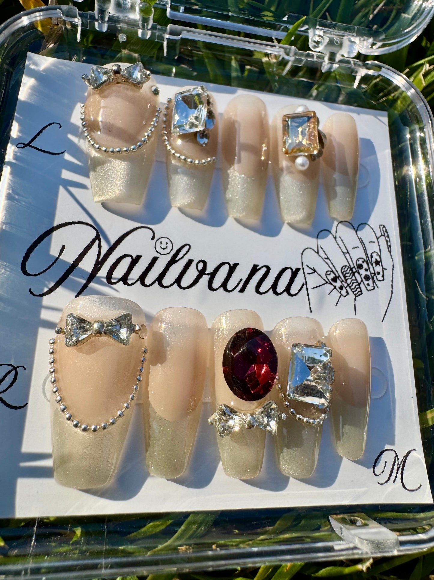 Light Peach with Ruby Crystal