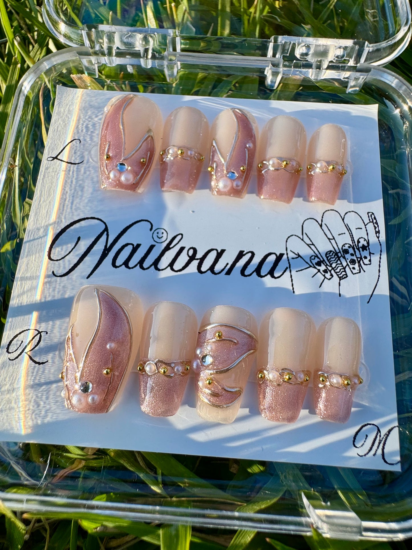 Peach and Flames Tips with white dots