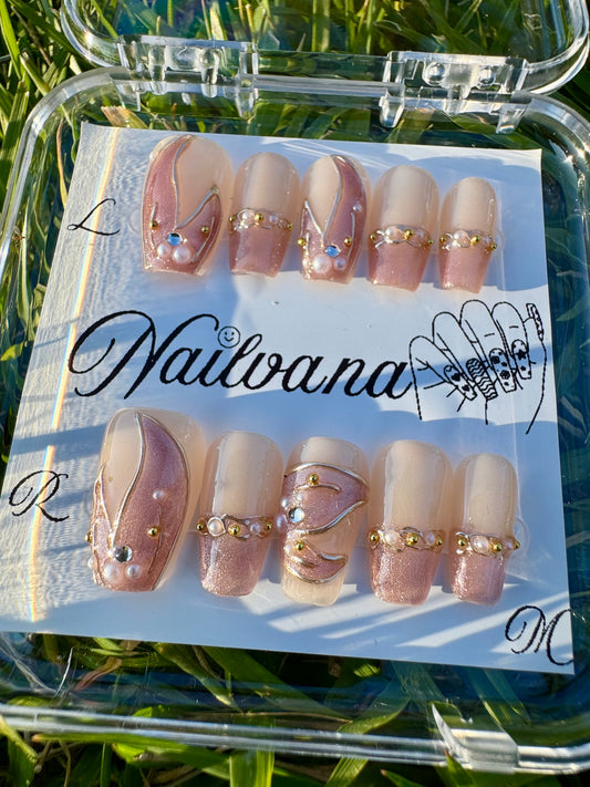 Peach and Flames Tips with white dots