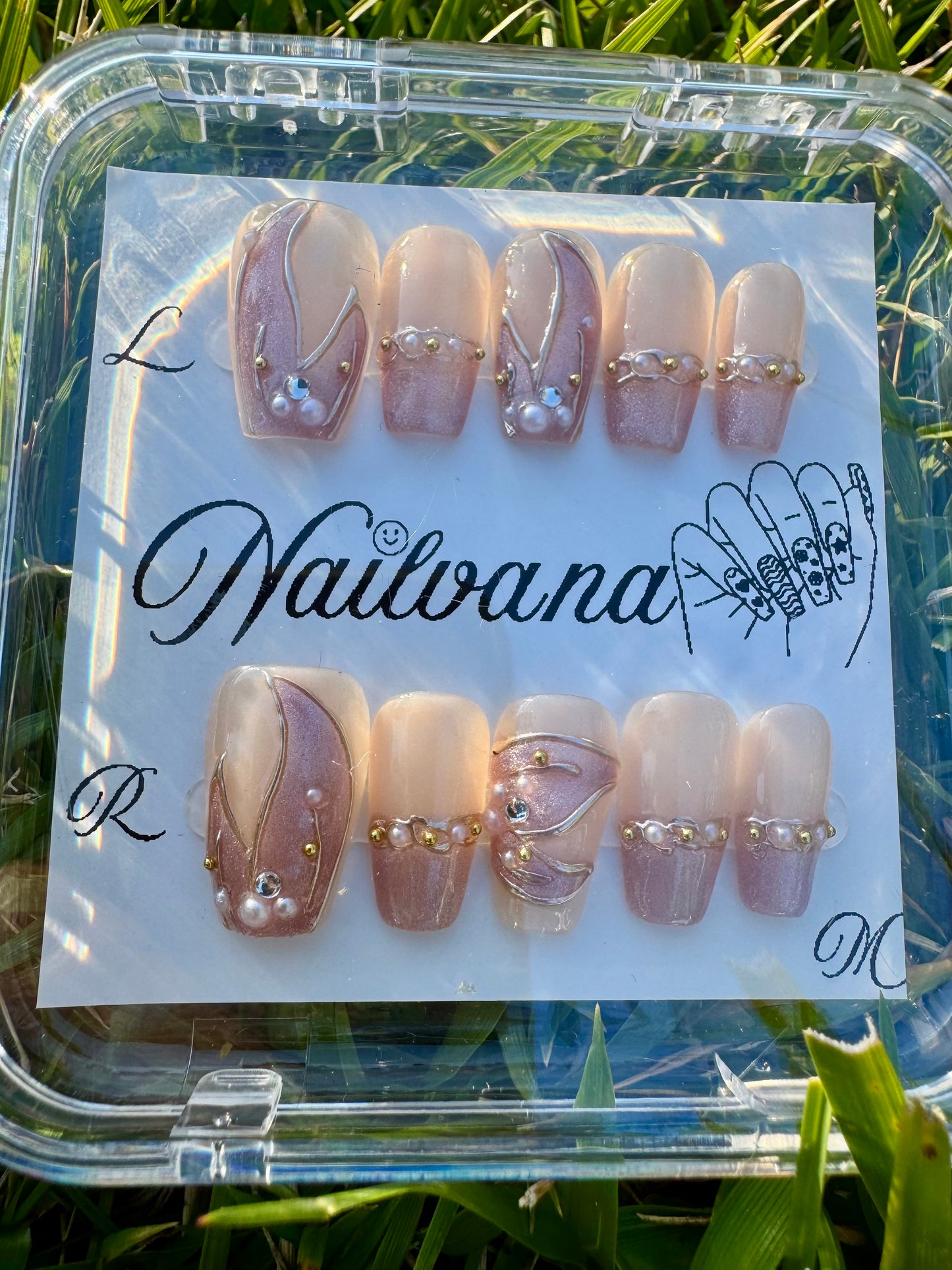 Peach and Flames Tips with white dots