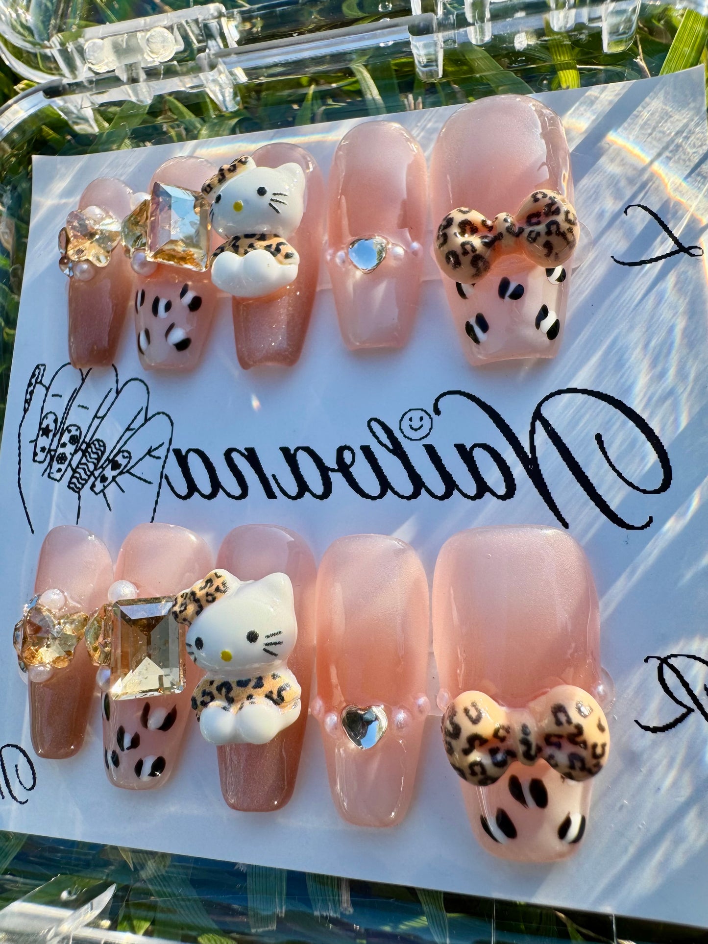 Cute Pink Hello Kitty with Leopard Bow