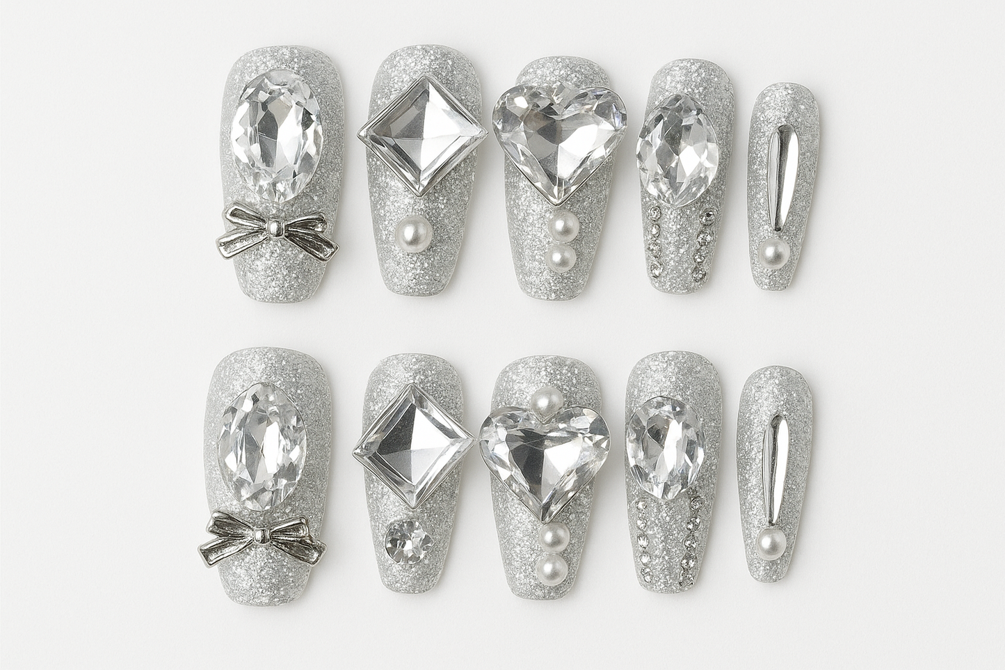 Silver Glittery with Crystal