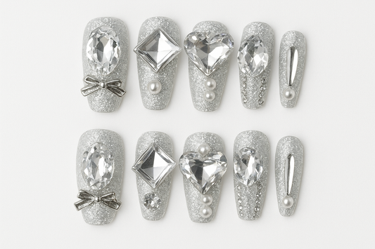 Silver Glittery with Crystal