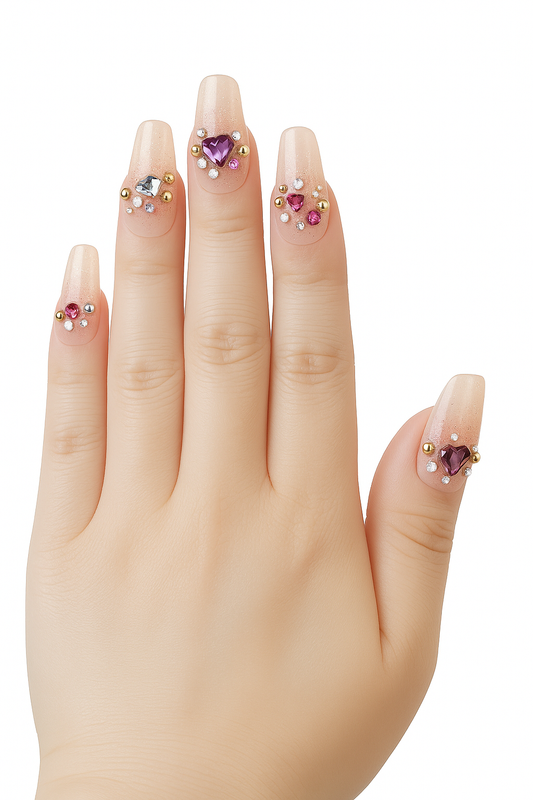 Long Blush with Pink Heart and White Yellow Dots